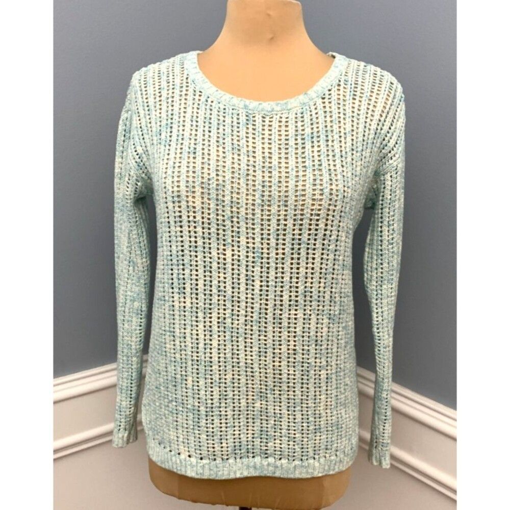 Talbots Sweater Womens XS Long Sleeve Crew Neck Open Knit Light Preppy Pullover